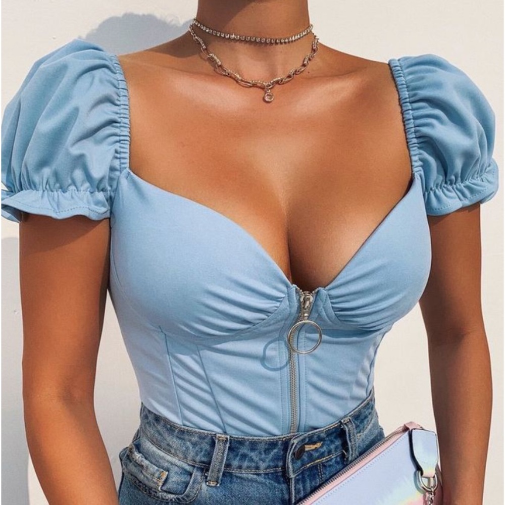 Blue crop top